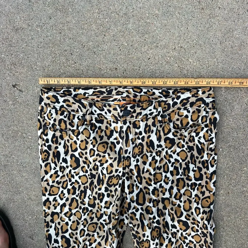 Tory Burch Leopard Cheetah Animal Print Low Rise Super Skinny Jeans Size 30